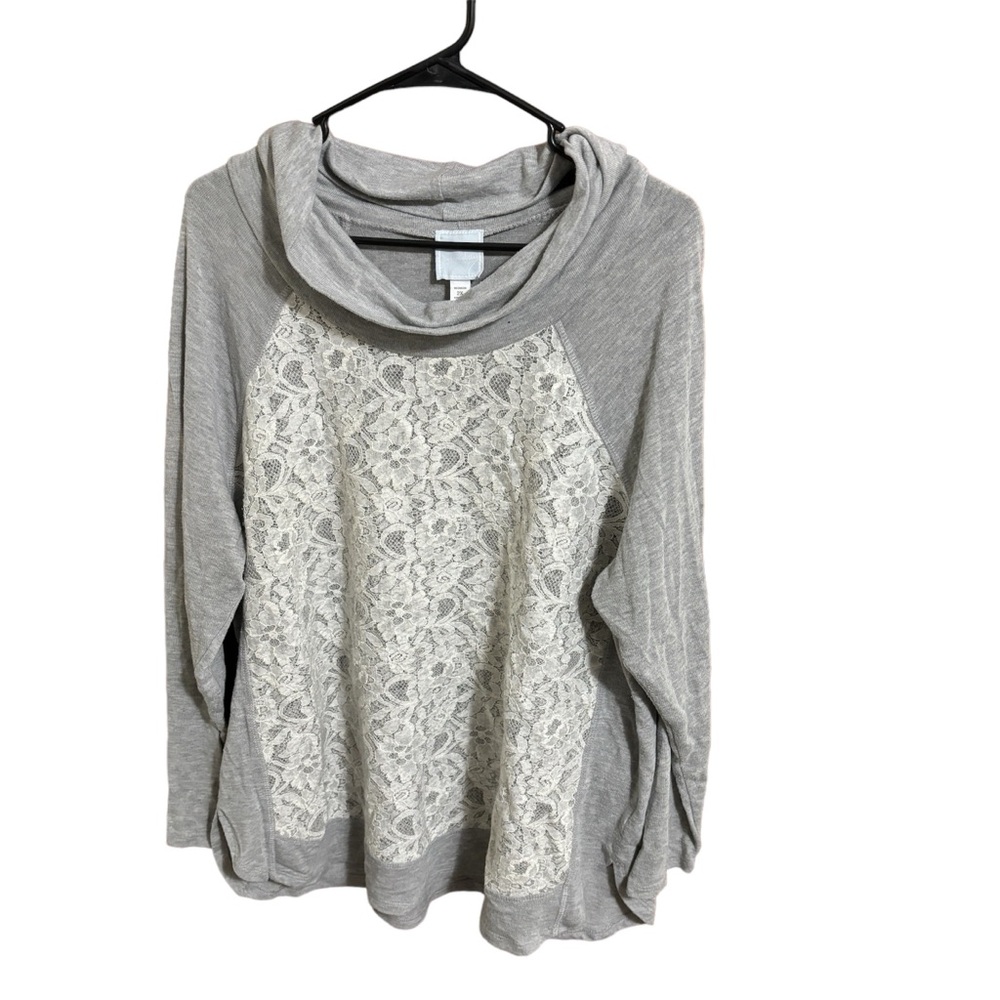 Women’s Gray & White Lace Long Sleeve Tee size 2X